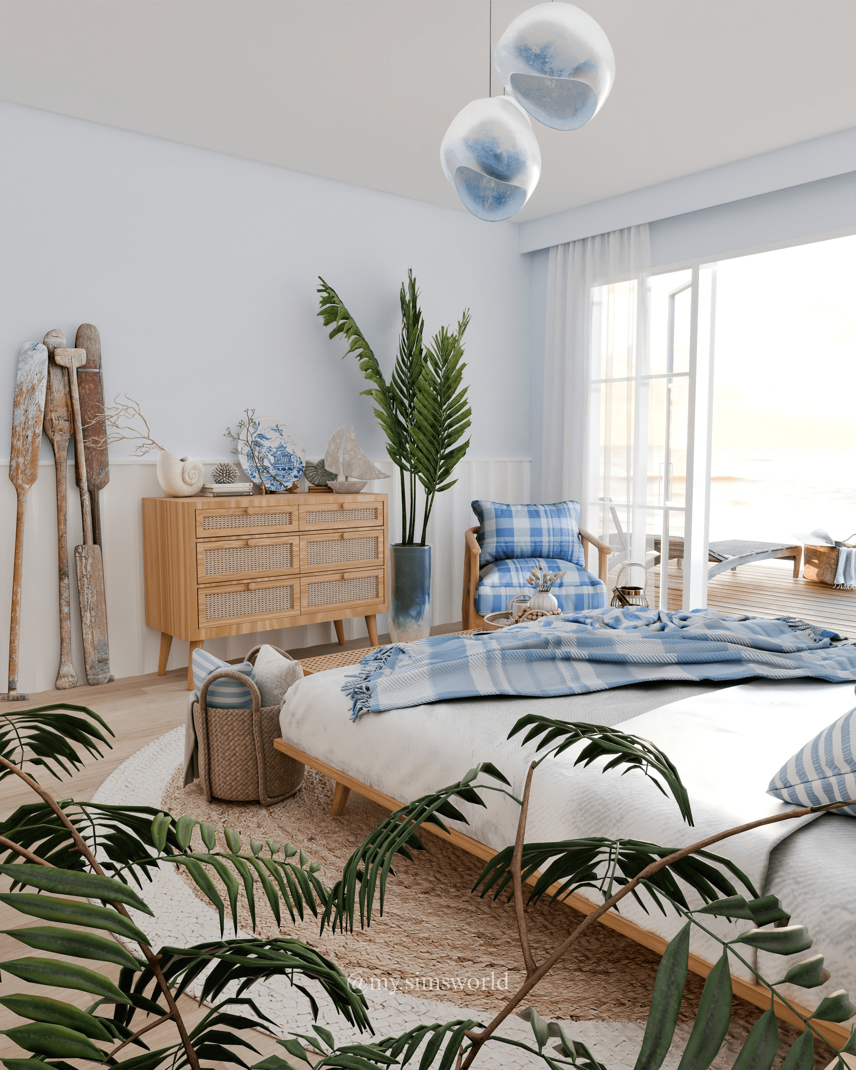 Coastal Bedroom Blender Scene 3D model_4