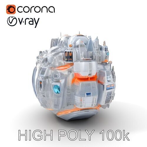 Futuristic City Sphere Model Pack for SciFi Environments Low-poly 3D model