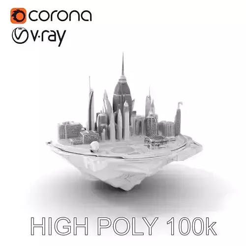 Futuristic Floating City Model Pack Low-poly 3D model