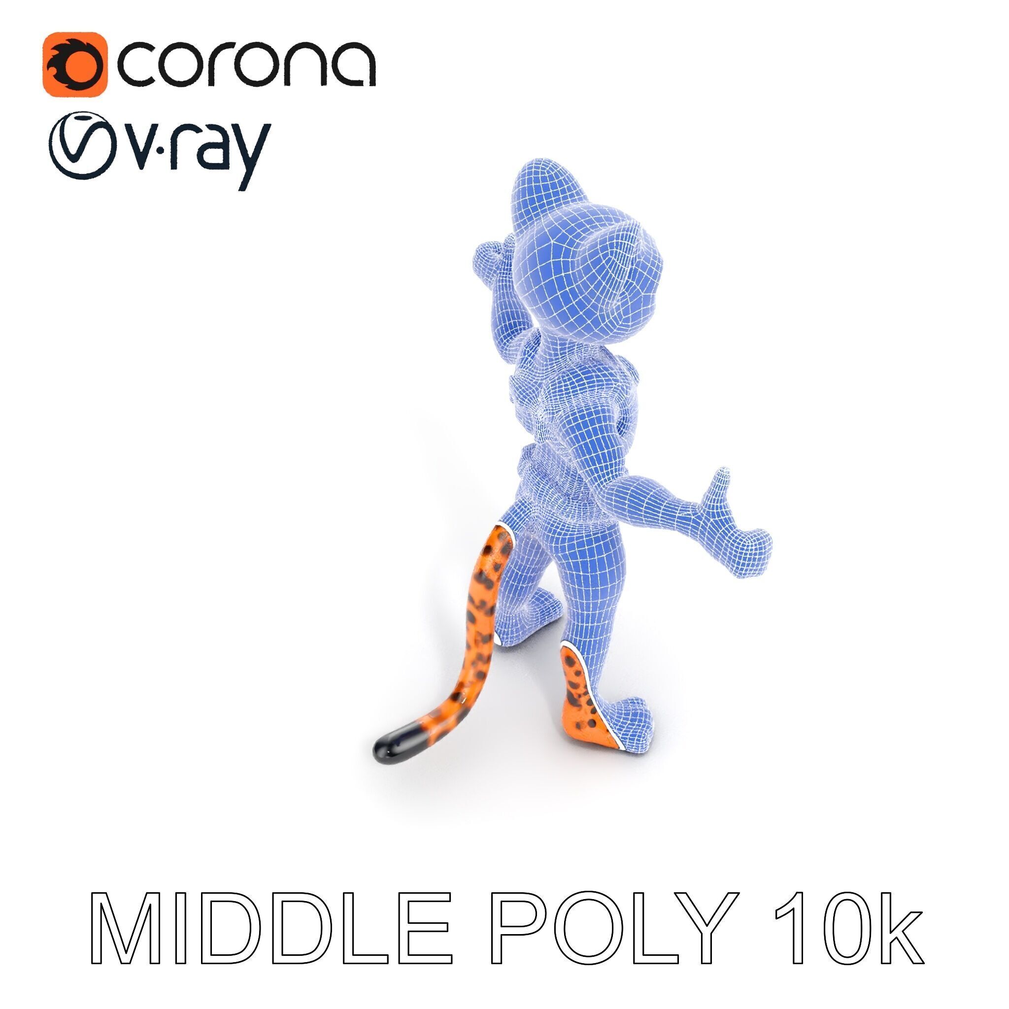 Cheetah Warrior Character Model with Armor and Blue Eyes Low-poly 3D model_13