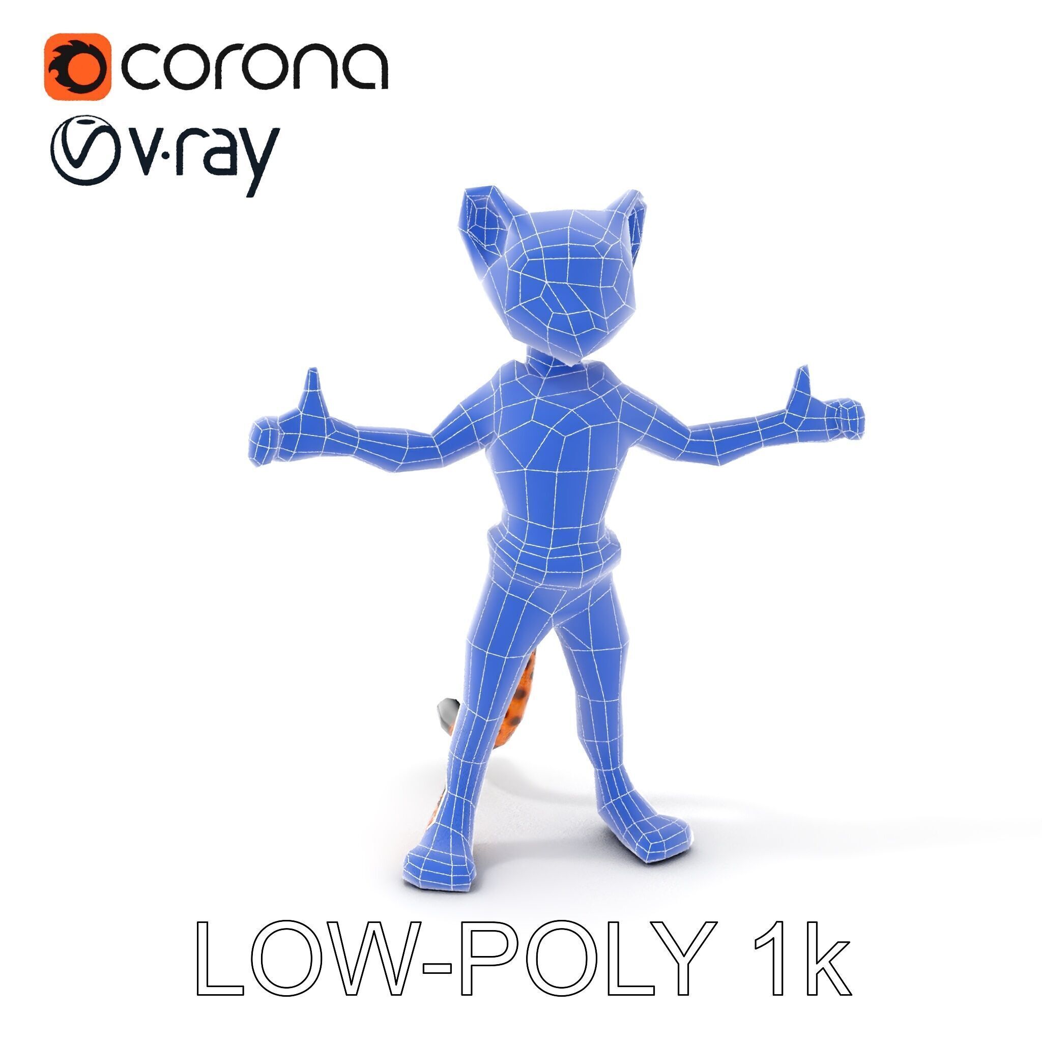 Cheetah Warrior Character Model with Armor and Blue Eyes Low-poly 3D model_17