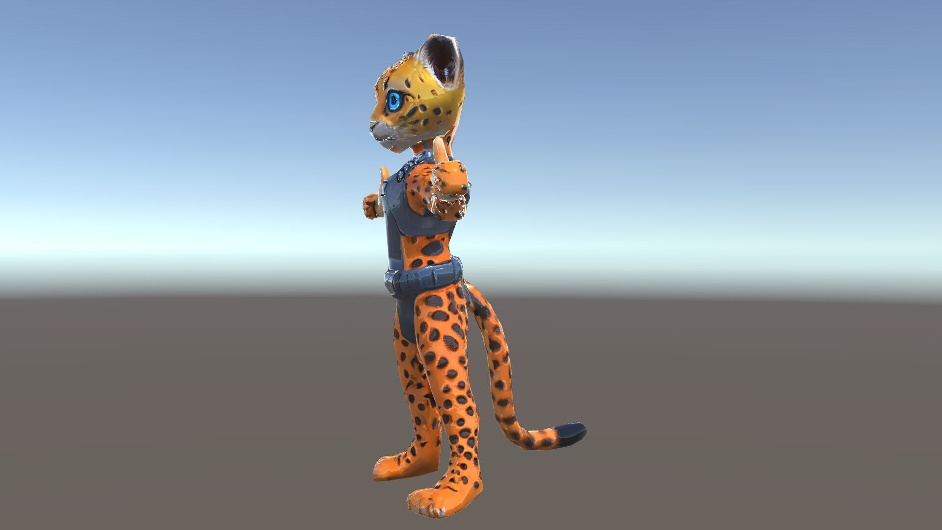 Cheetah Warrior Character Model with Armor and Blue Eyes Low-poly 3D model_23