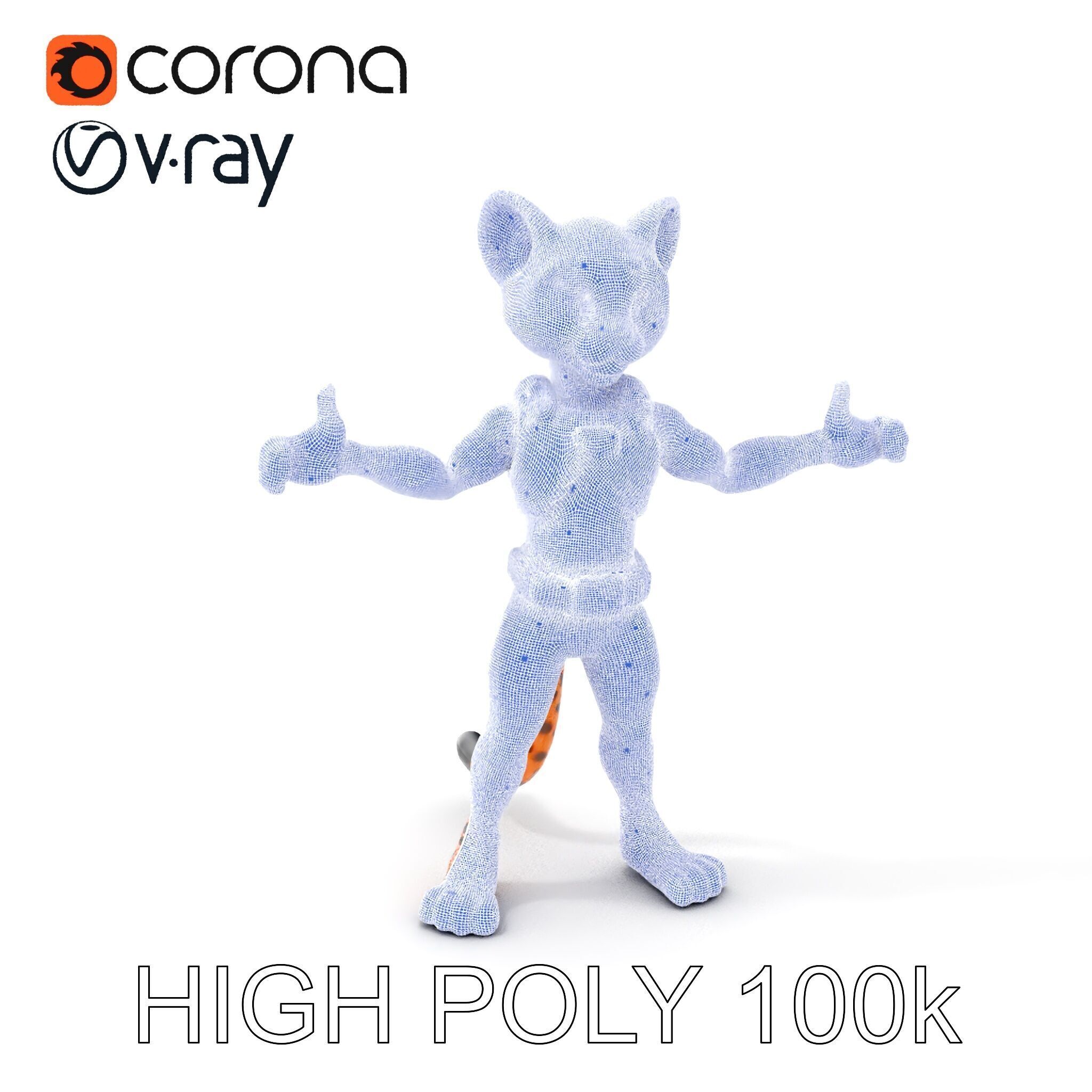 Cheetah Warrior Character Model with Armor and Blue Eyes Low-poly 3D model_5