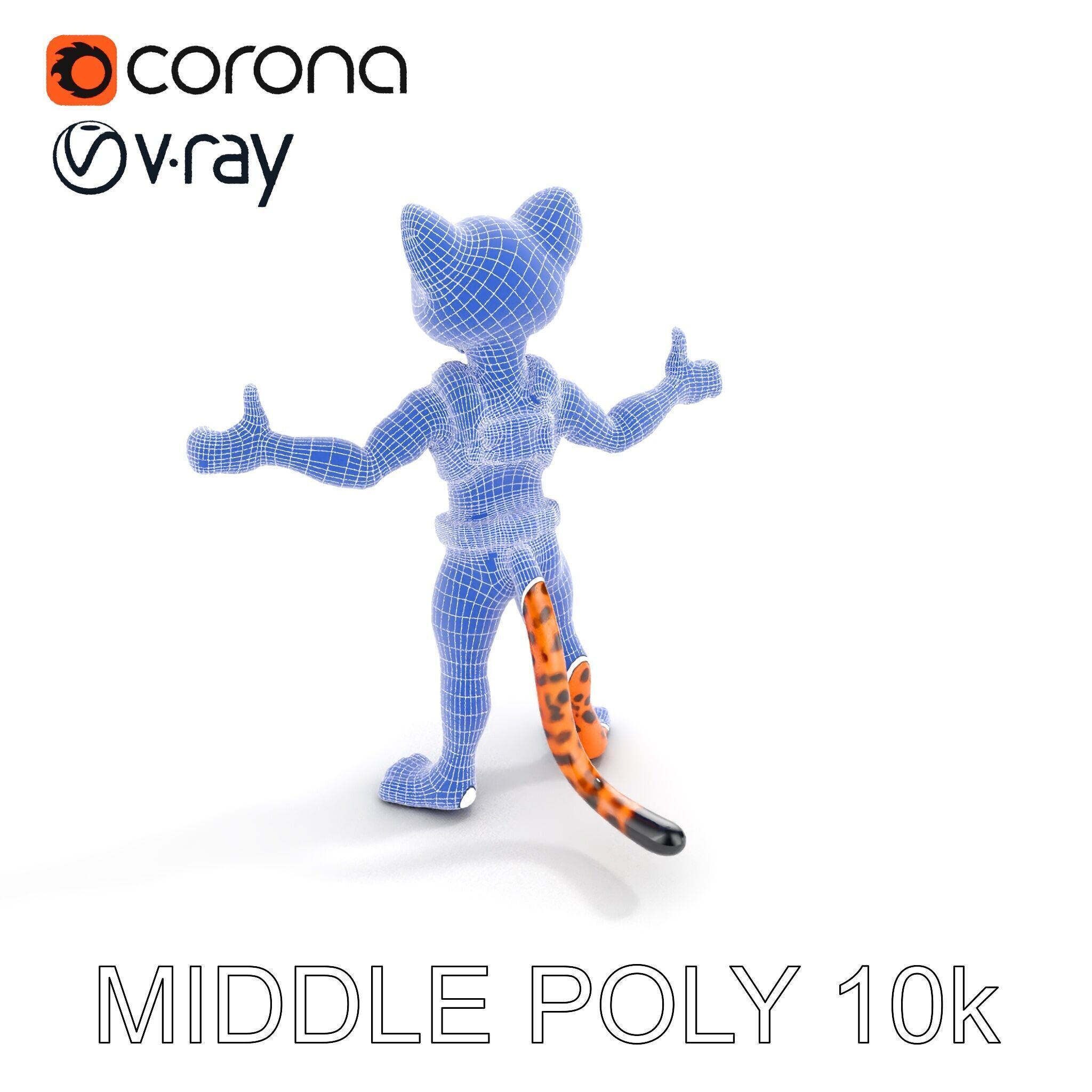 Cheetah Warrior Character Model with Armor and Blue Eyes Low-poly 3D model_10