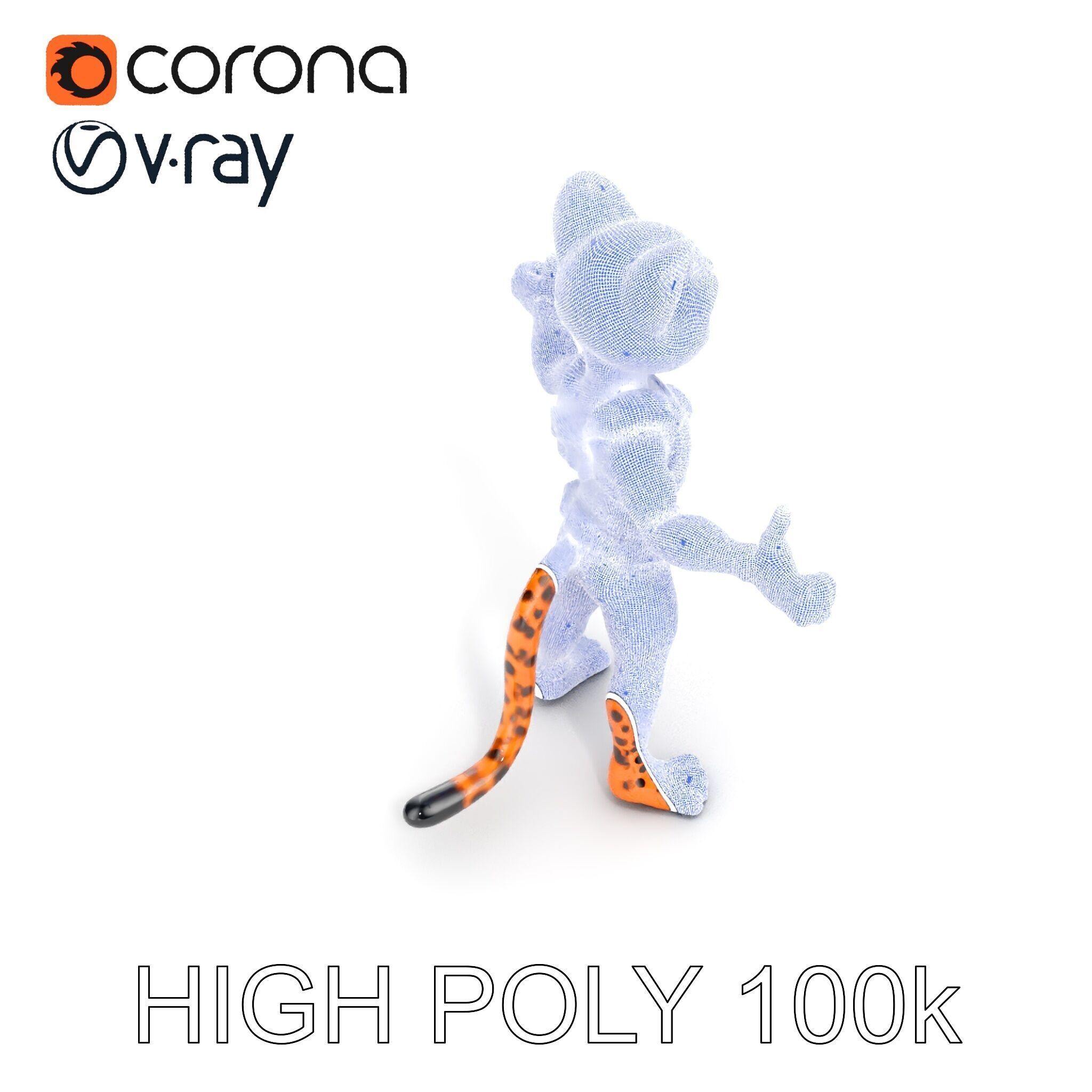 Cheetah Warrior Character Model with Armor and Blue Eyes Low-poly 3D model_31