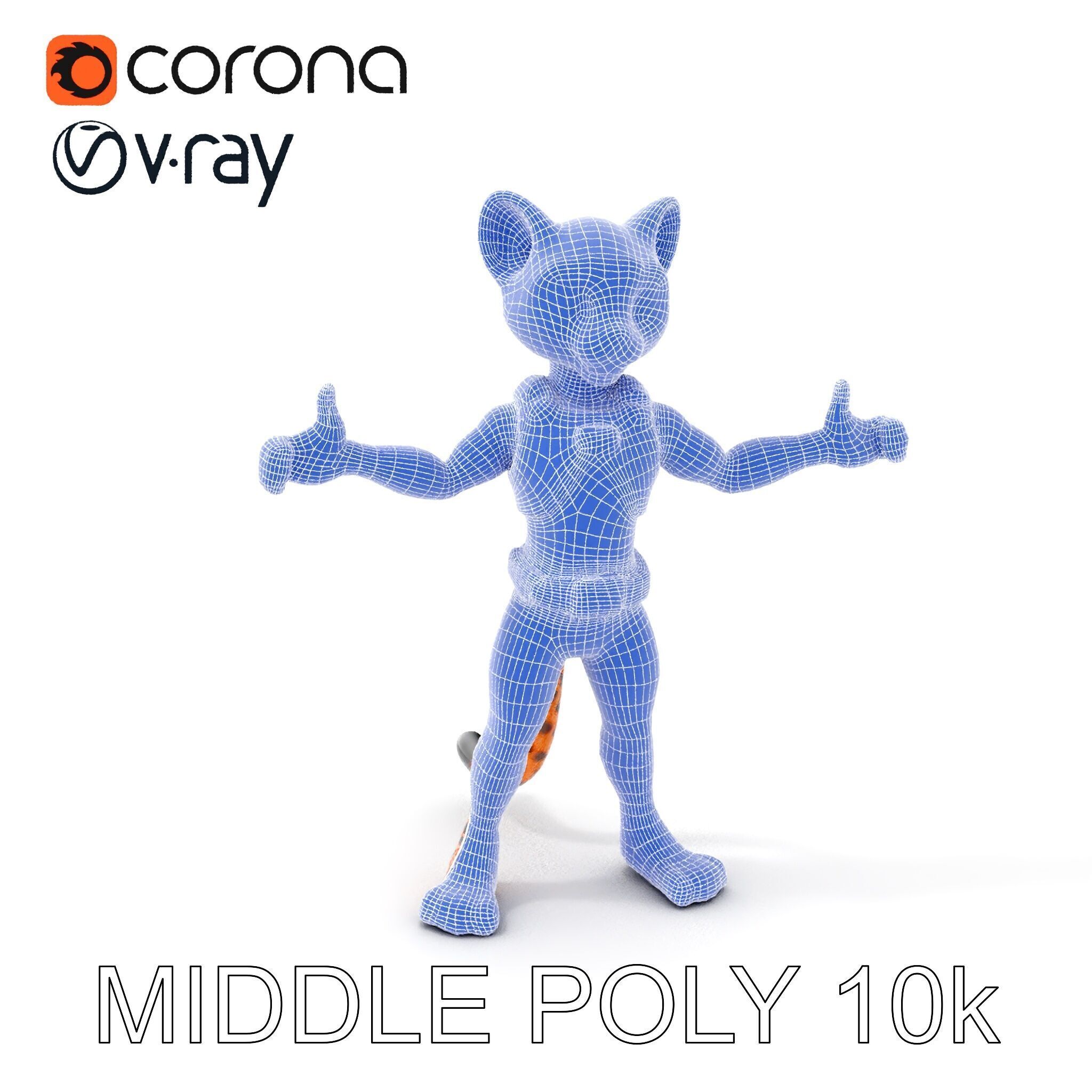 Cheetah Warrior Character Model with Armor and Blue Eyes Low-poly 3D model_26