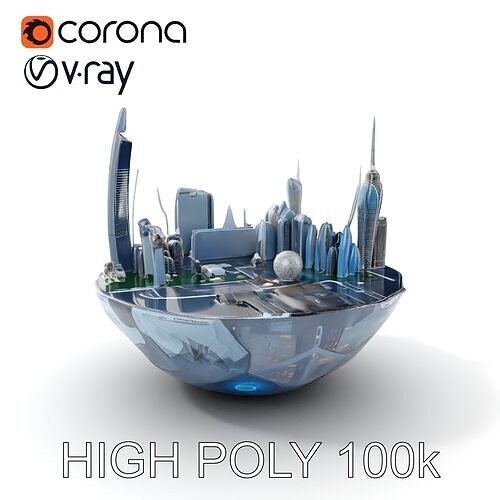 Futuristic Urban Cityscape Model Pack Low-poly 3D model