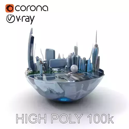 Futuristic Urban Cityscape Model Pack Low-poly 3D model