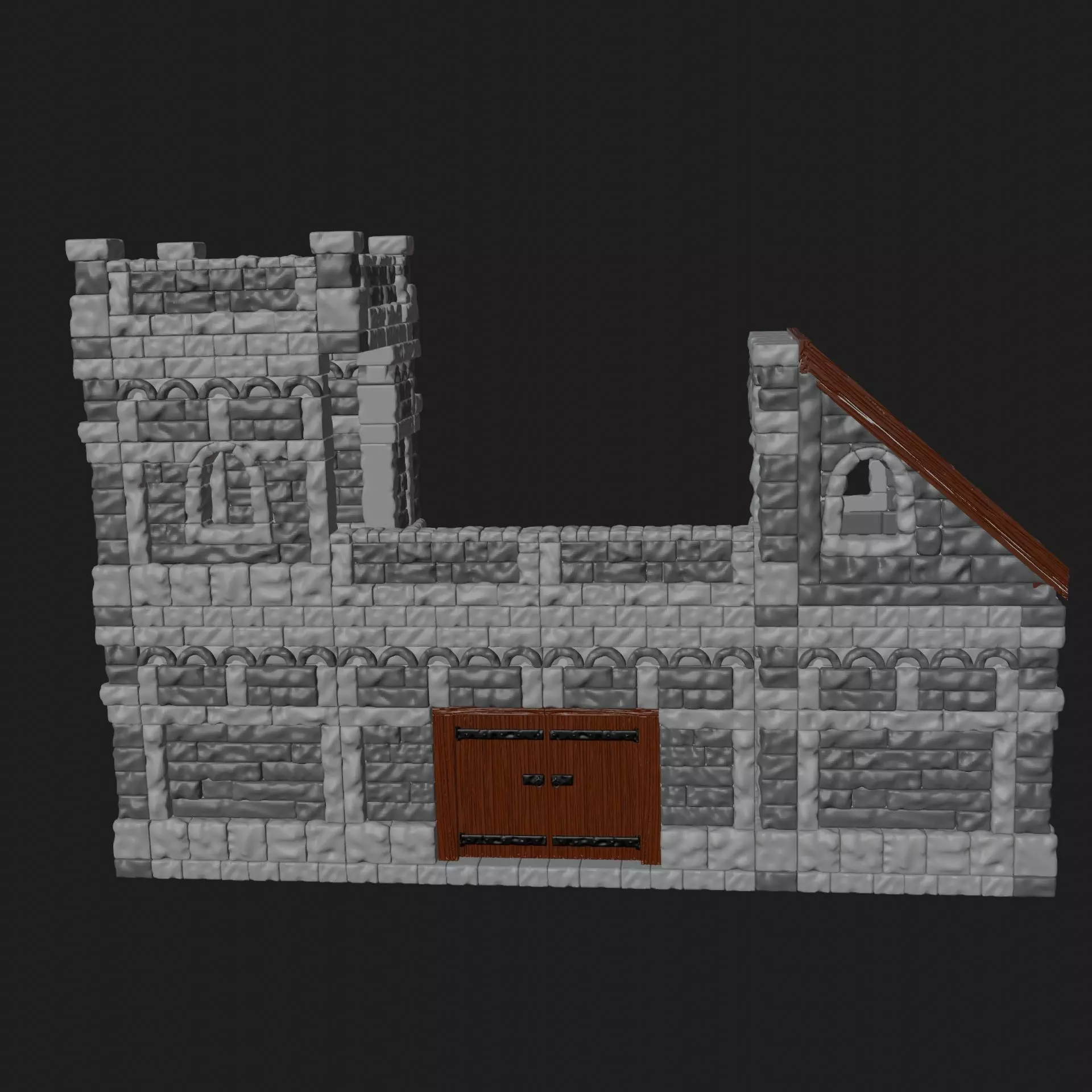 fantasy defence walls and entrance miniature 28mm tabletop games 3D print model