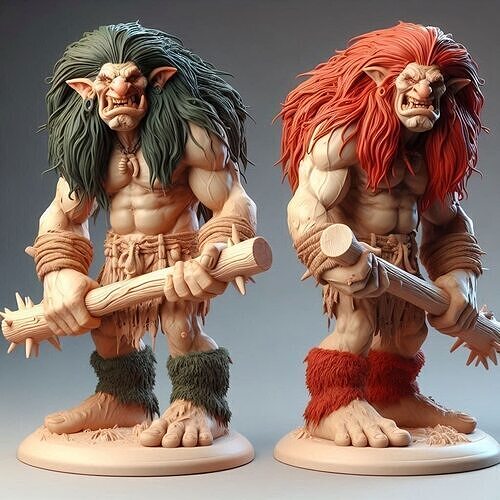 661  Malicious Ivory  Troll  with Club   fantasy  wood 3D print model