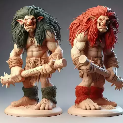 661  Malicious Ivory  Troll  with Club   fantasy  wood