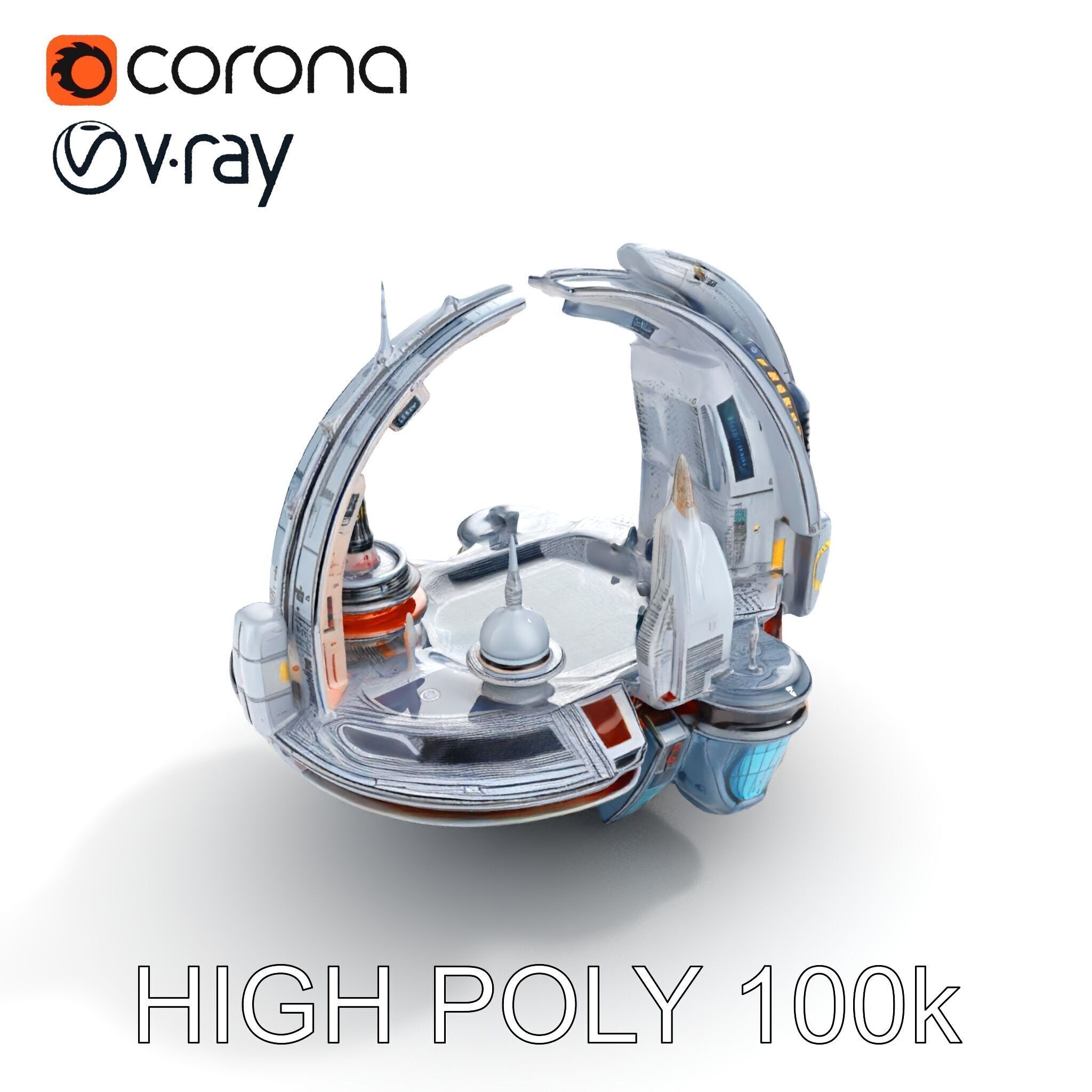 Futuristic Cityscape Sphere Model Pack Low-poly 3D model_26