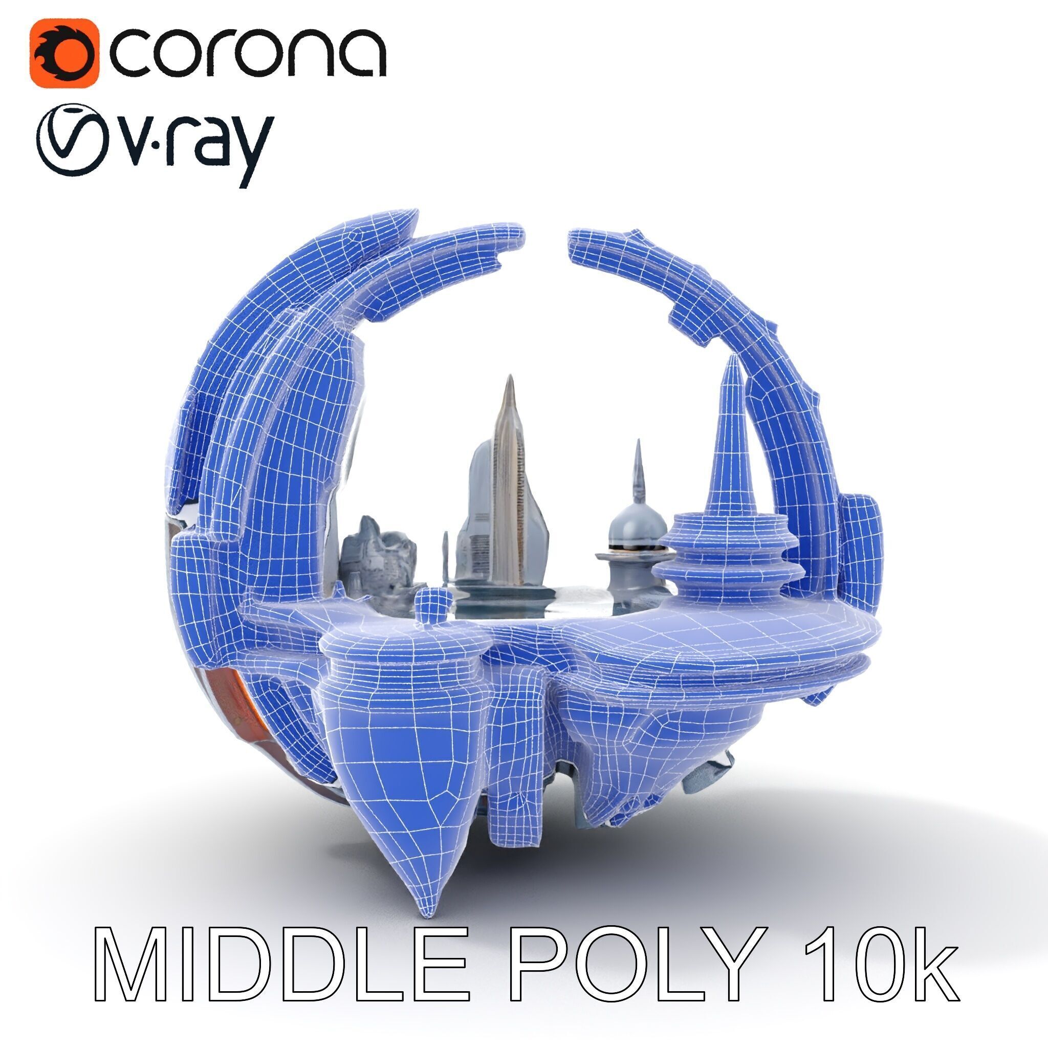 Futuristic Cityscape Sphere Model Pack Low-poly 3D model_31
