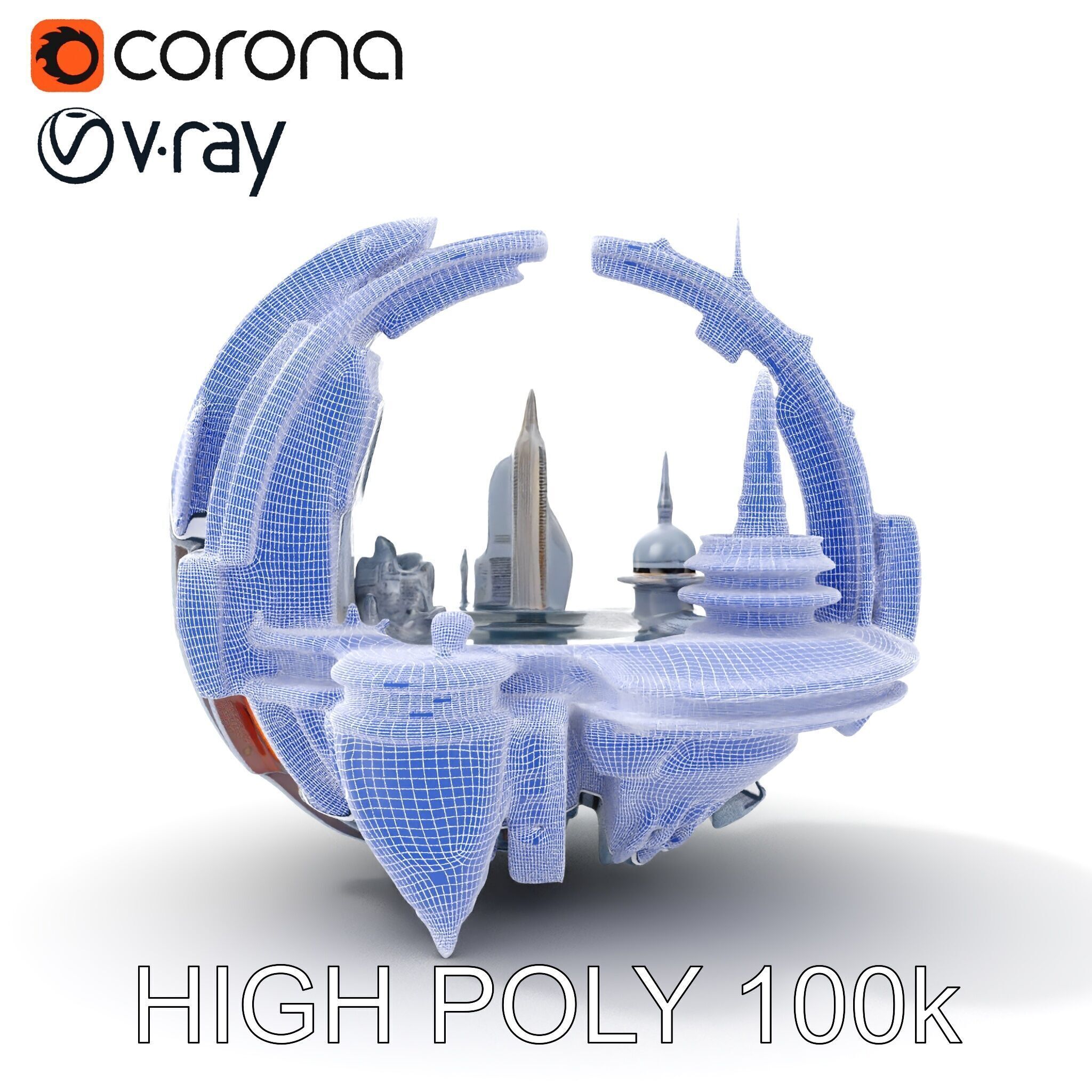 Futuristic Cityscape Sphere Model Pack Low-poly 3D model_33