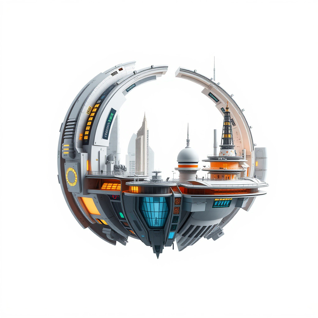 Futuristic Cityscape Sphere Model Pack Low-poly 3D model_3