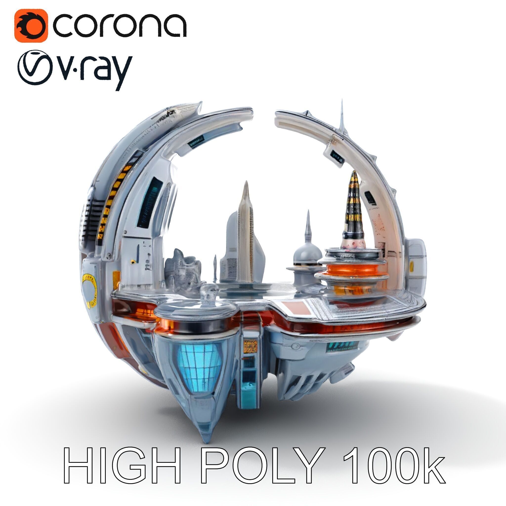 Futuristic Cityscape Sphere Model Pack Low-poly 3D model_11