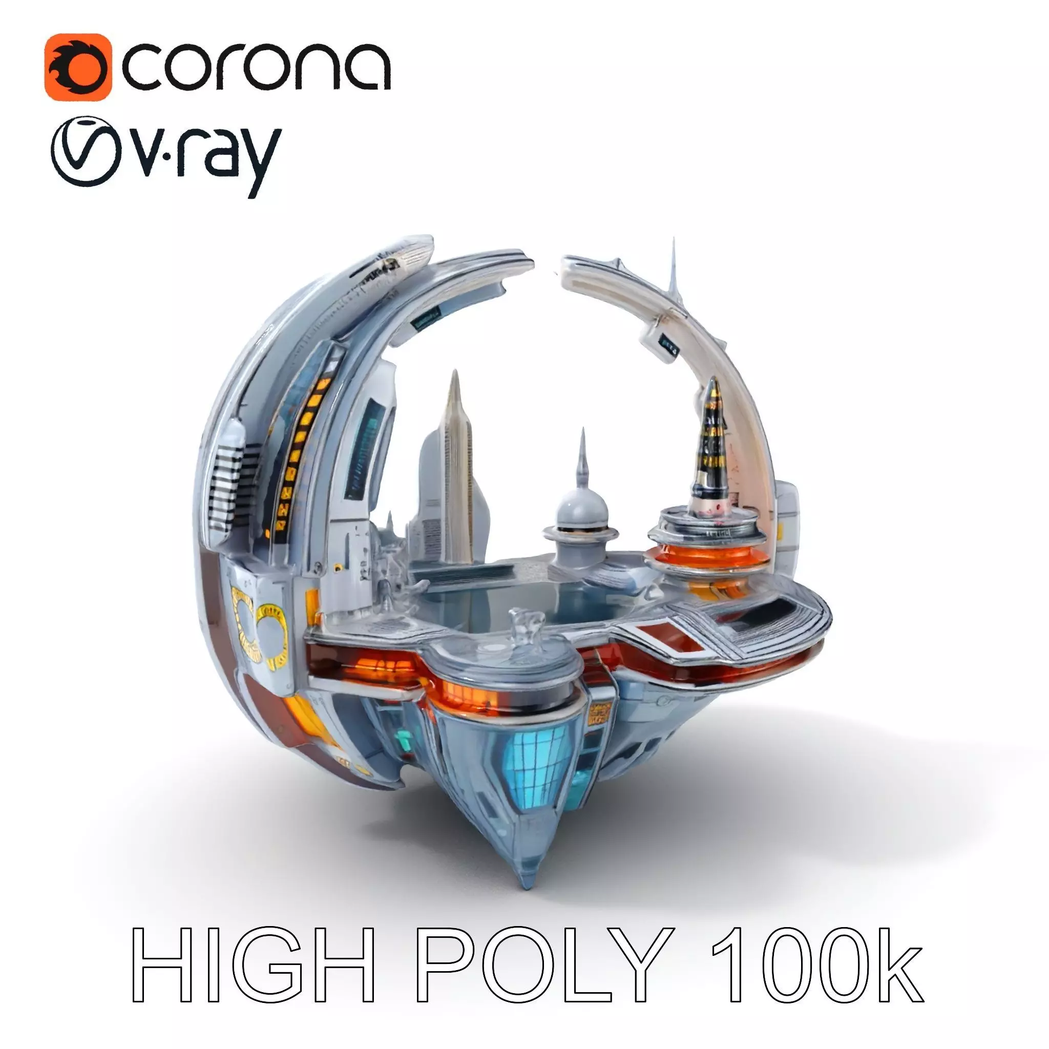 Futuristic Cityscape Sphere Model Pack Low-poly 3D model_0