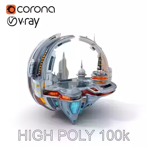 Futuristic Cityscape Sphere Model Pack Low-poly 3D model