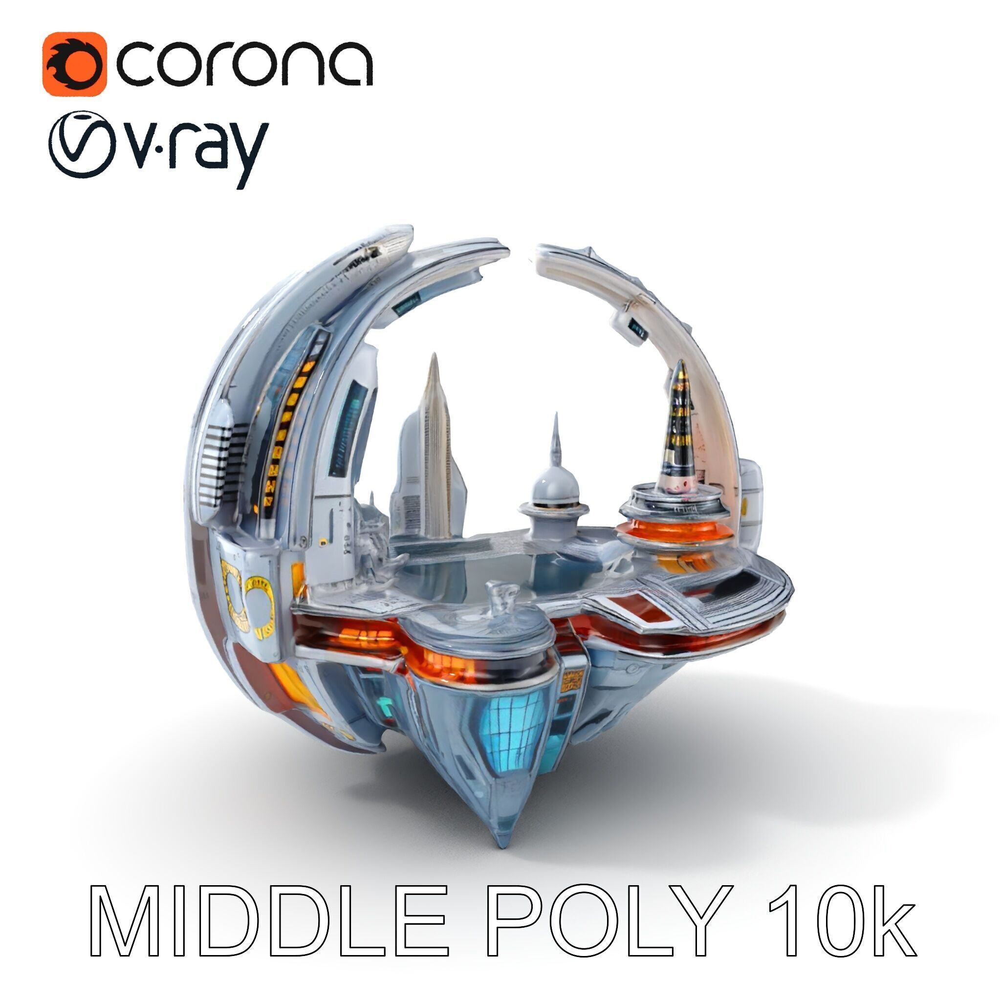 Futuristic Cityscape Sphere Model Pack Low-poly 3D model_18