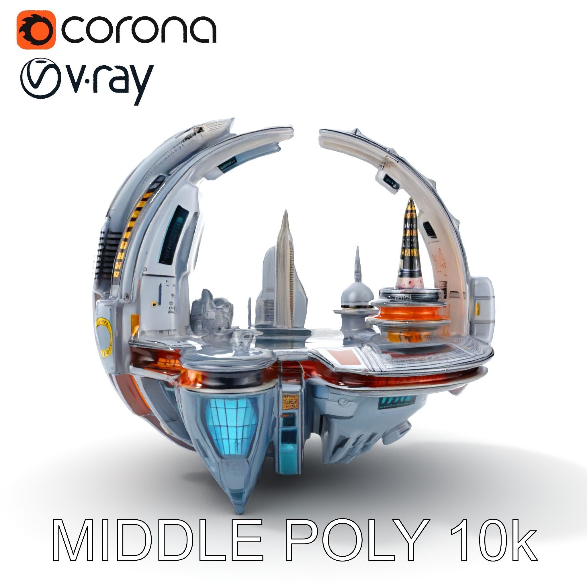 Futuristic Cityscape Sphere Model Pack Low-poly 3D model_27