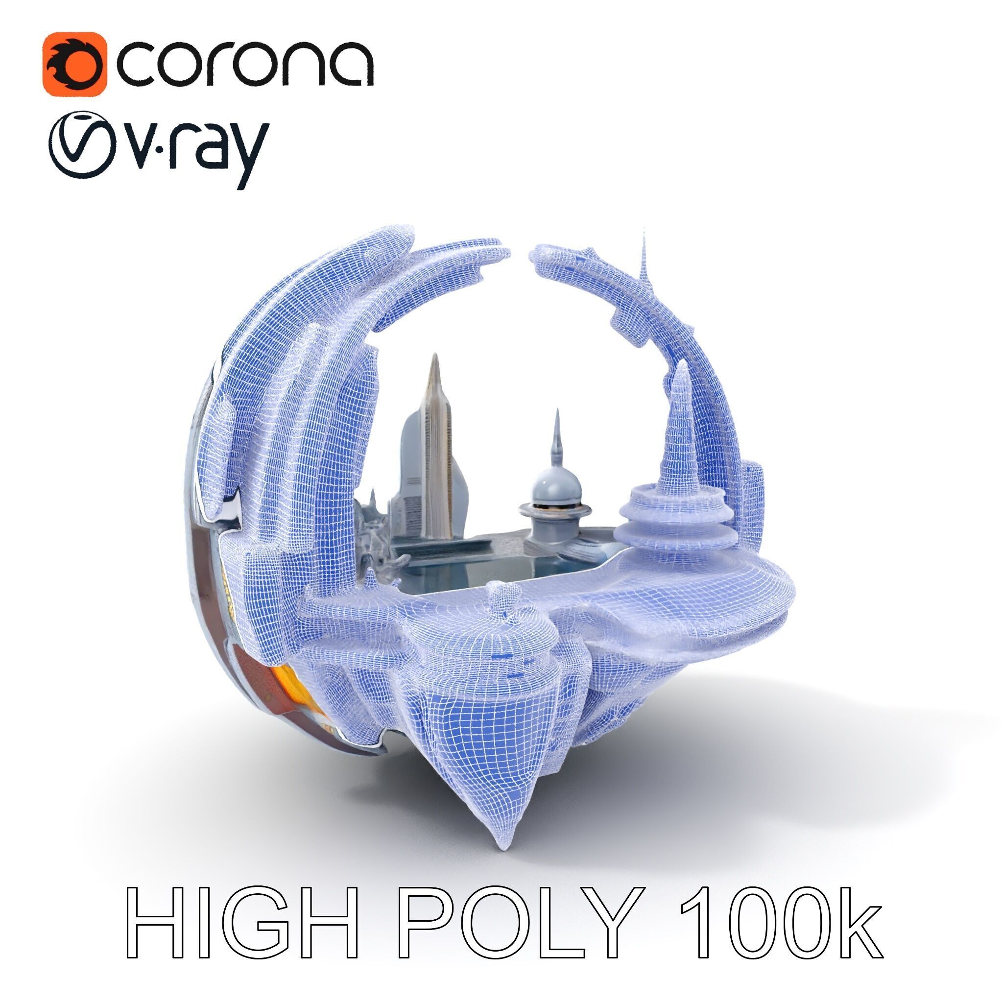 Futuristic Cityscape Sphere Model Pack Low-poly 3D model_5