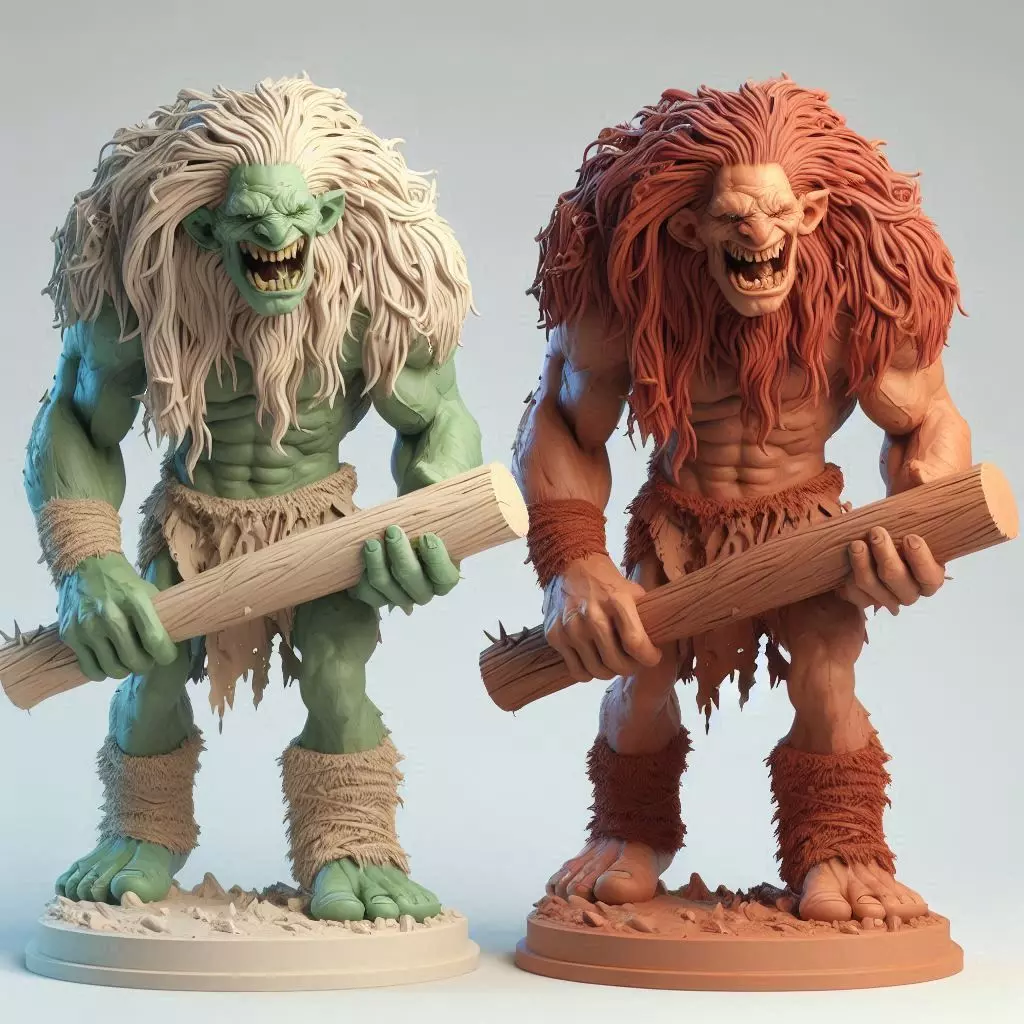 662   Malicious  Ivory   Troll    with Club   fantasy   wood 3D print model_0