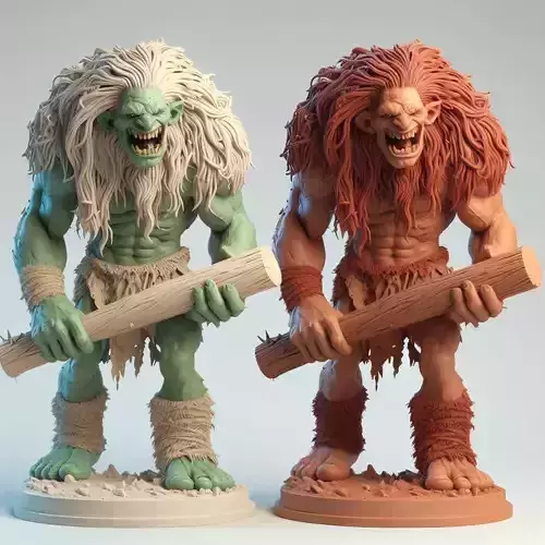 662   Malicious  Ivory   Troll    with Club   fantasy   wood