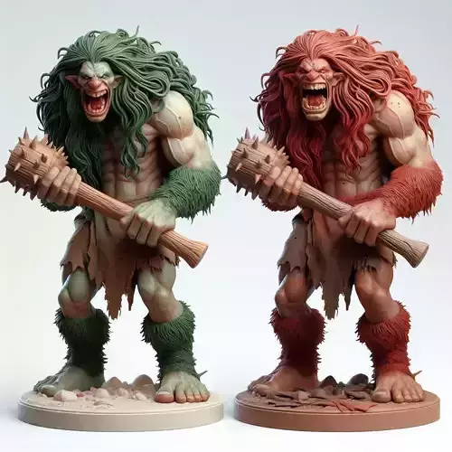 663  Malicious Ivory  Troll   with Club   fantasy  wood