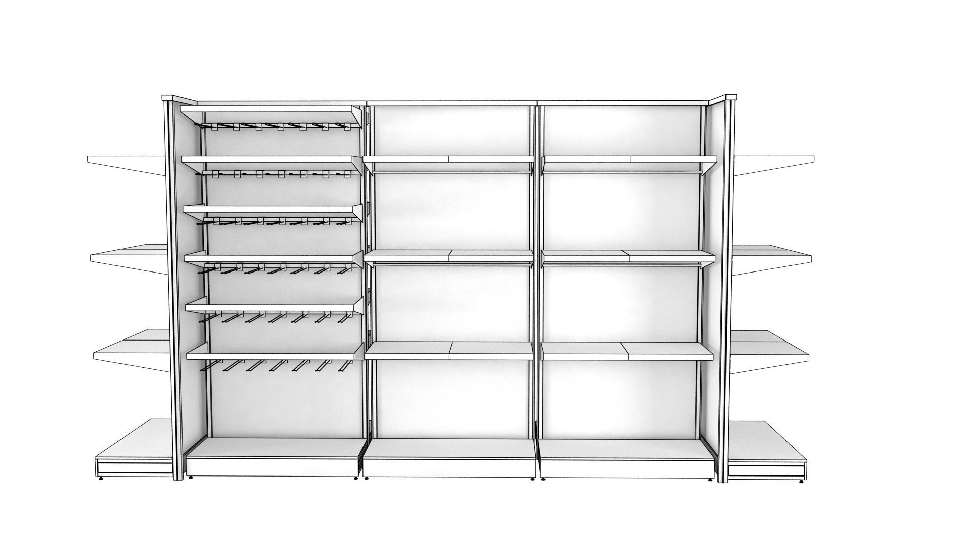 mass grocer or supermarket modular shelf unit 3D model_7