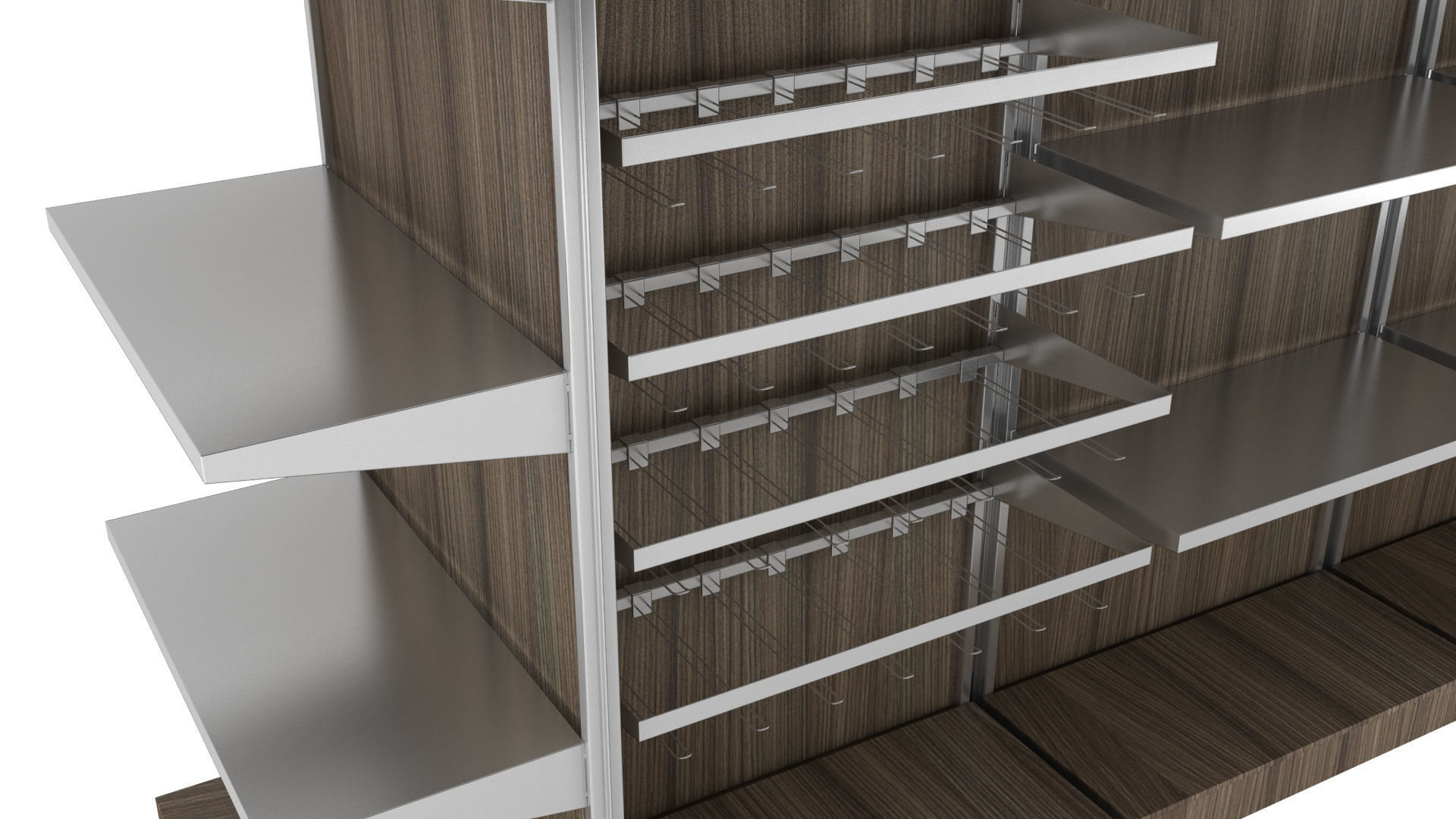 mass grocer or supermarket modular shelf unit 3D model_1