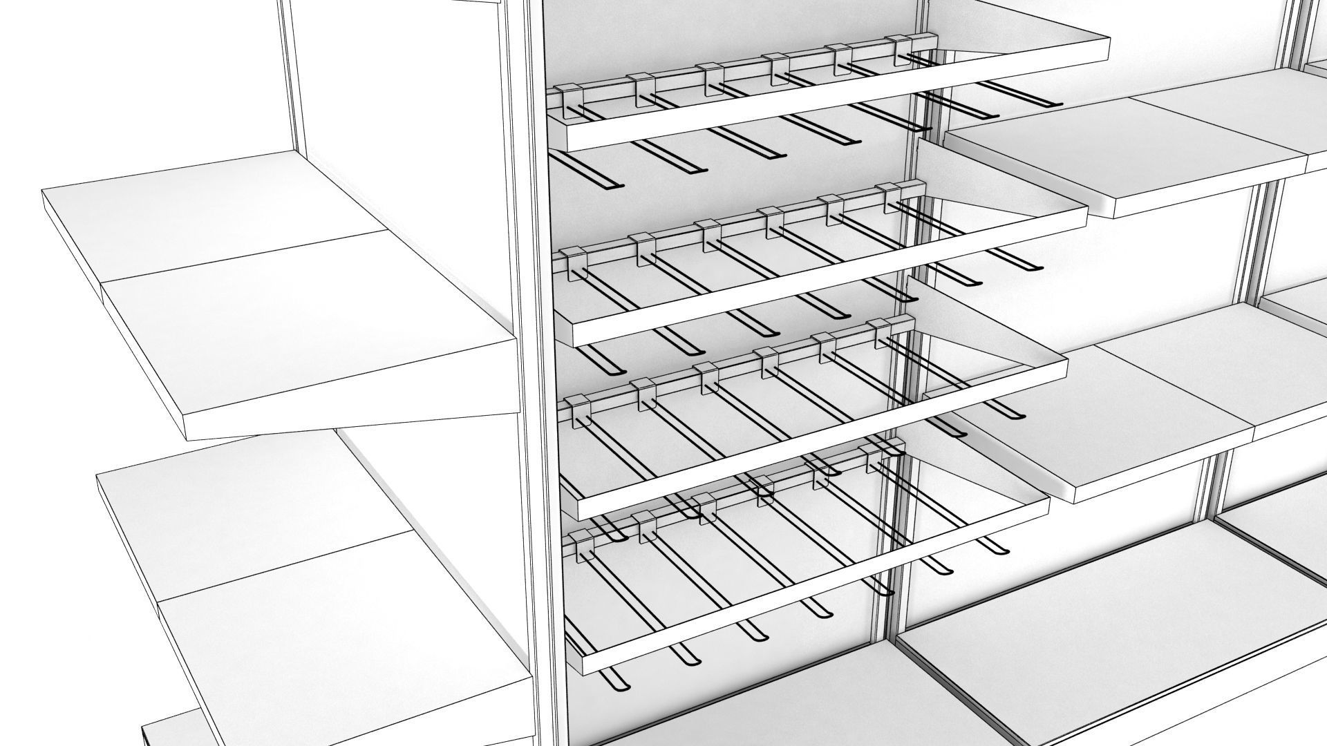 mass grocer or supermarket modular shelf unit 3D model_6