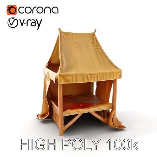 Medieval Market Stall Model Pack with Canvas Cover Low-poly 3D model