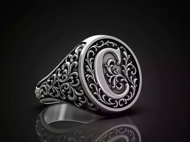 Monogram C Signet Ring  Vintage Ornament