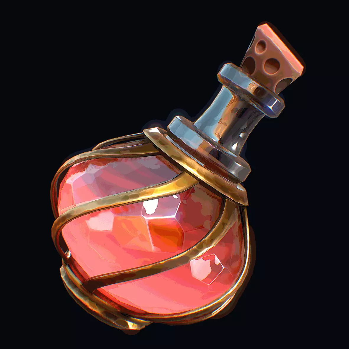 Stylized Healing Potion Low-poly 3D model