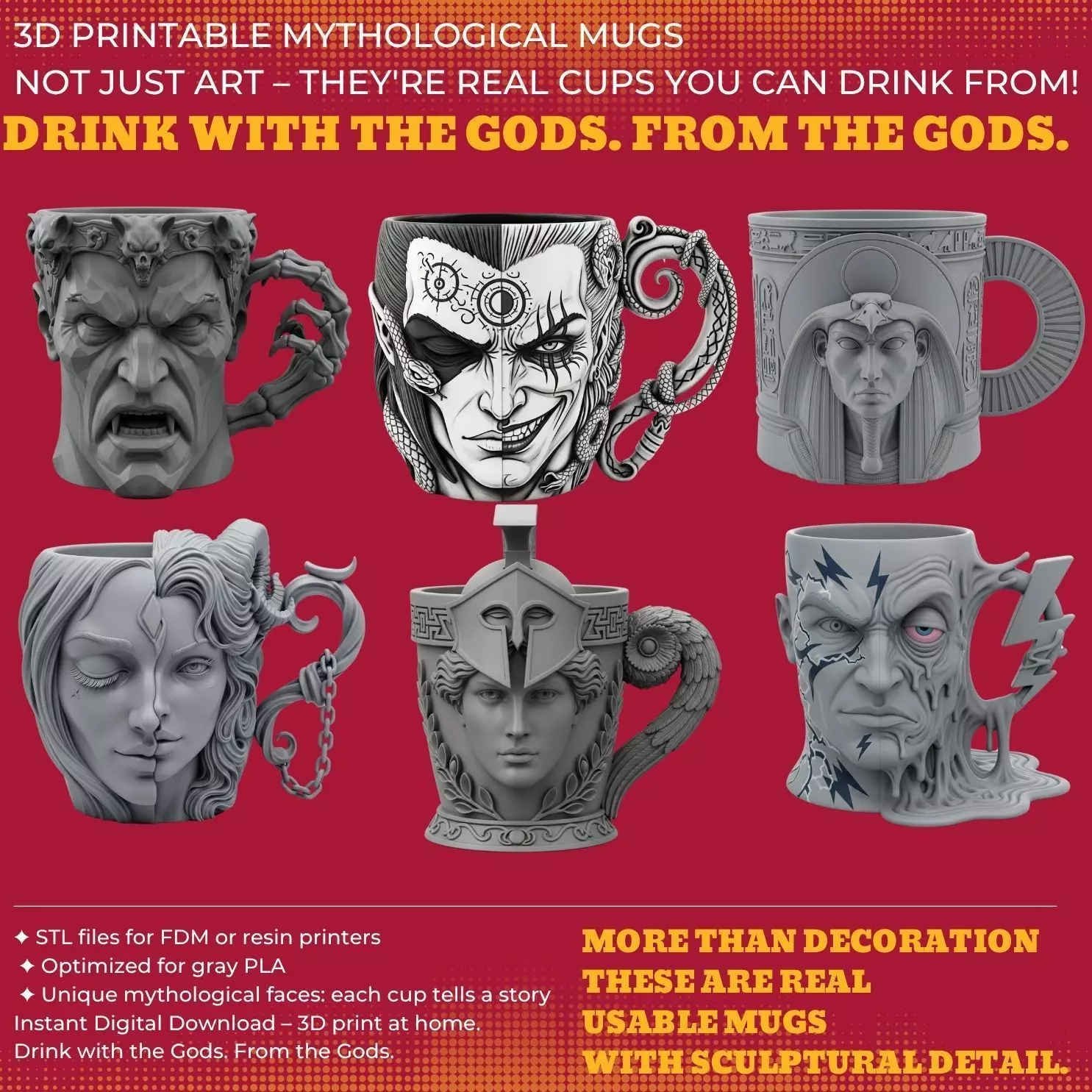 6-Piece Mug Collection 3D print model_0