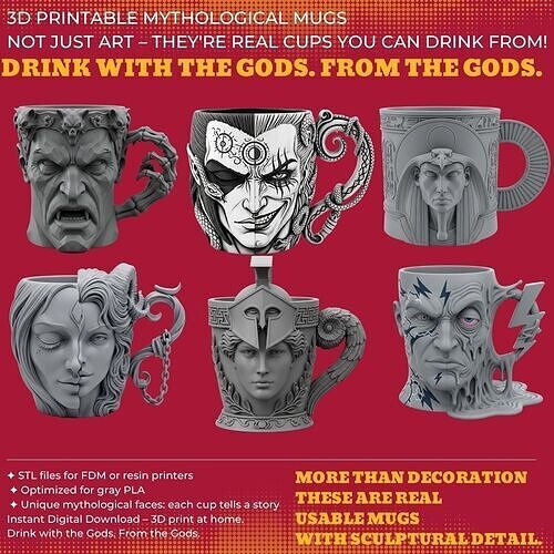 6-Piece Mug Collection 3D print model