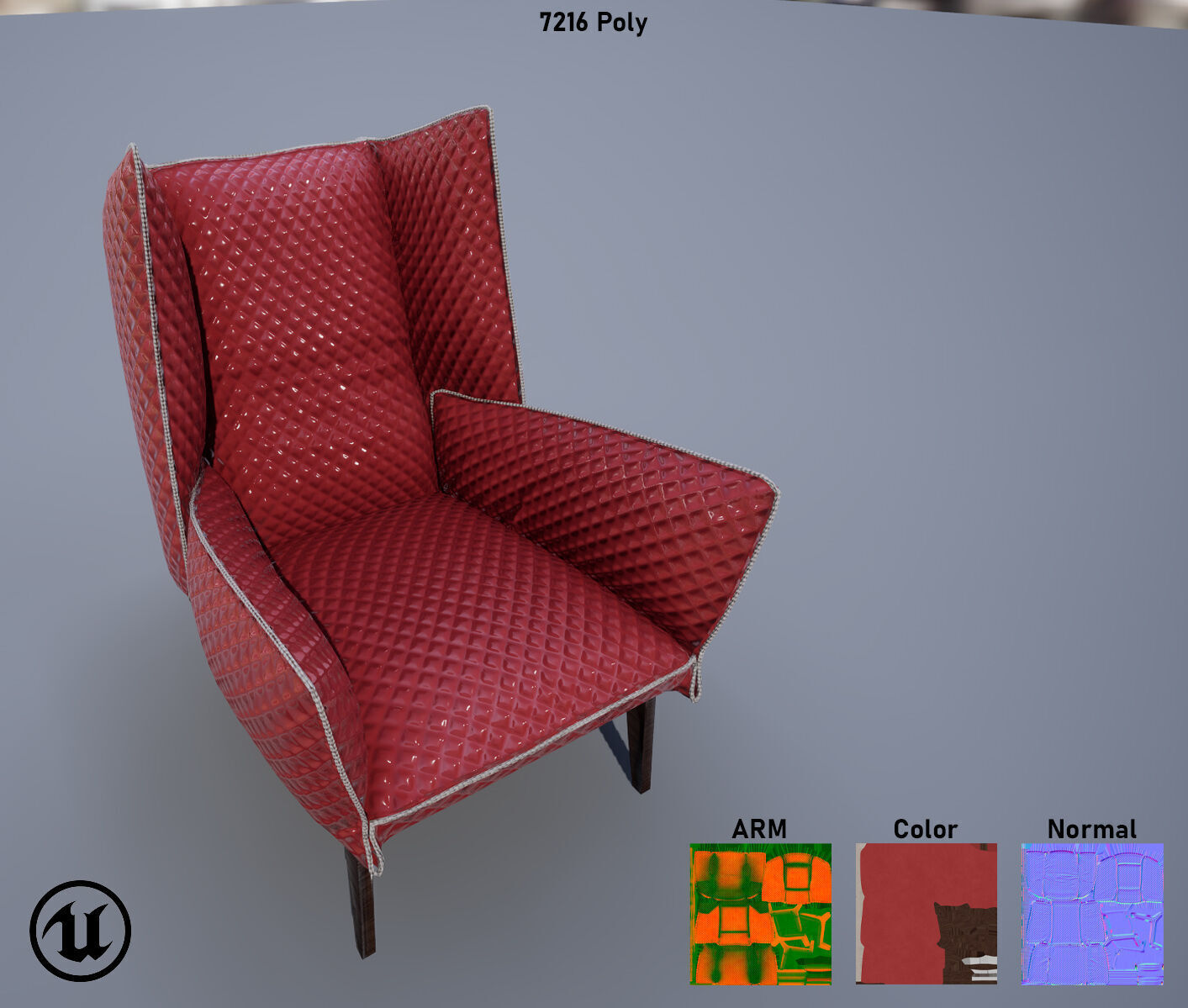 Sofa Chair Low-poly 3D model_12