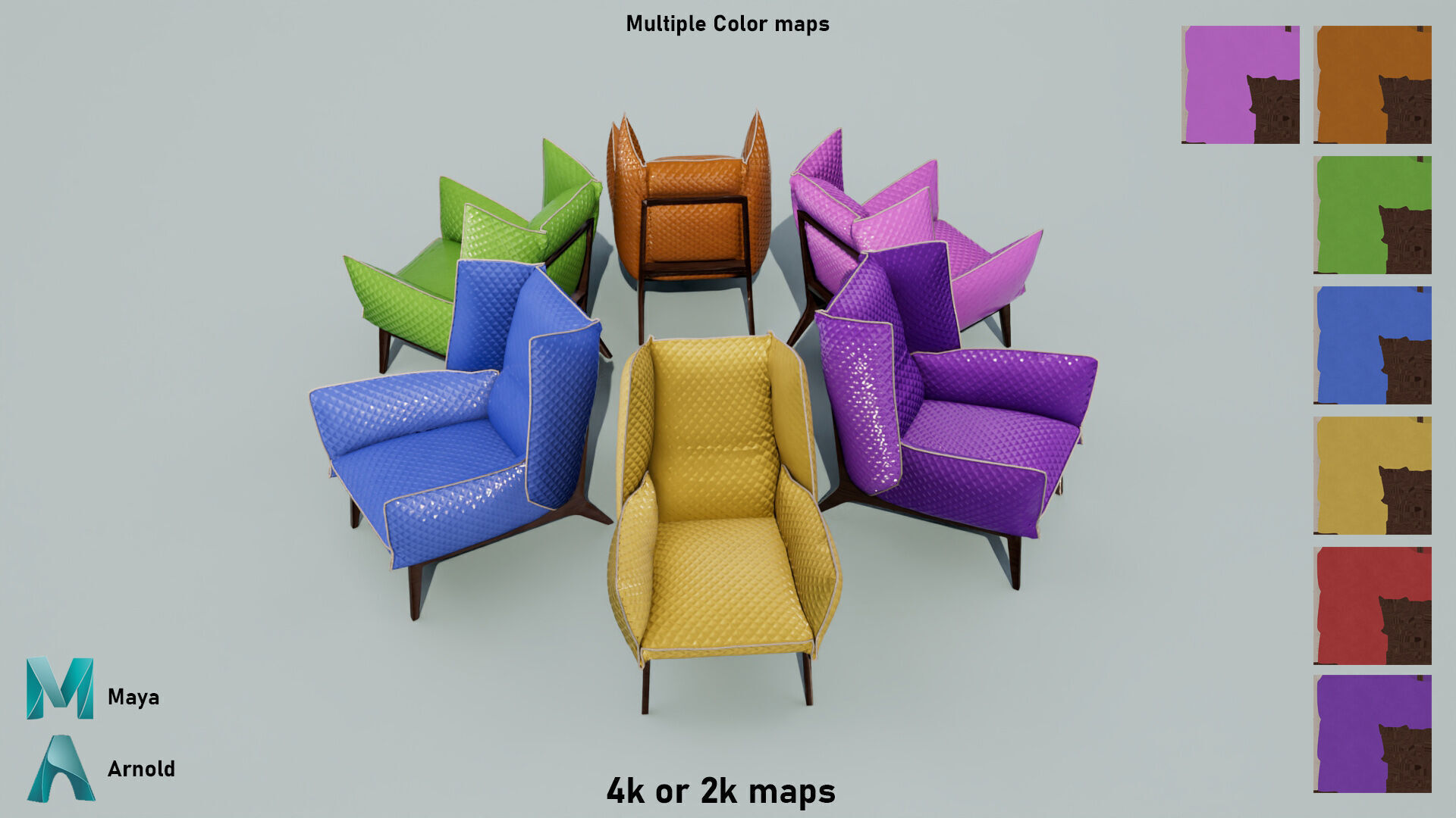 Sofa Chair Low-poly 3D model_8