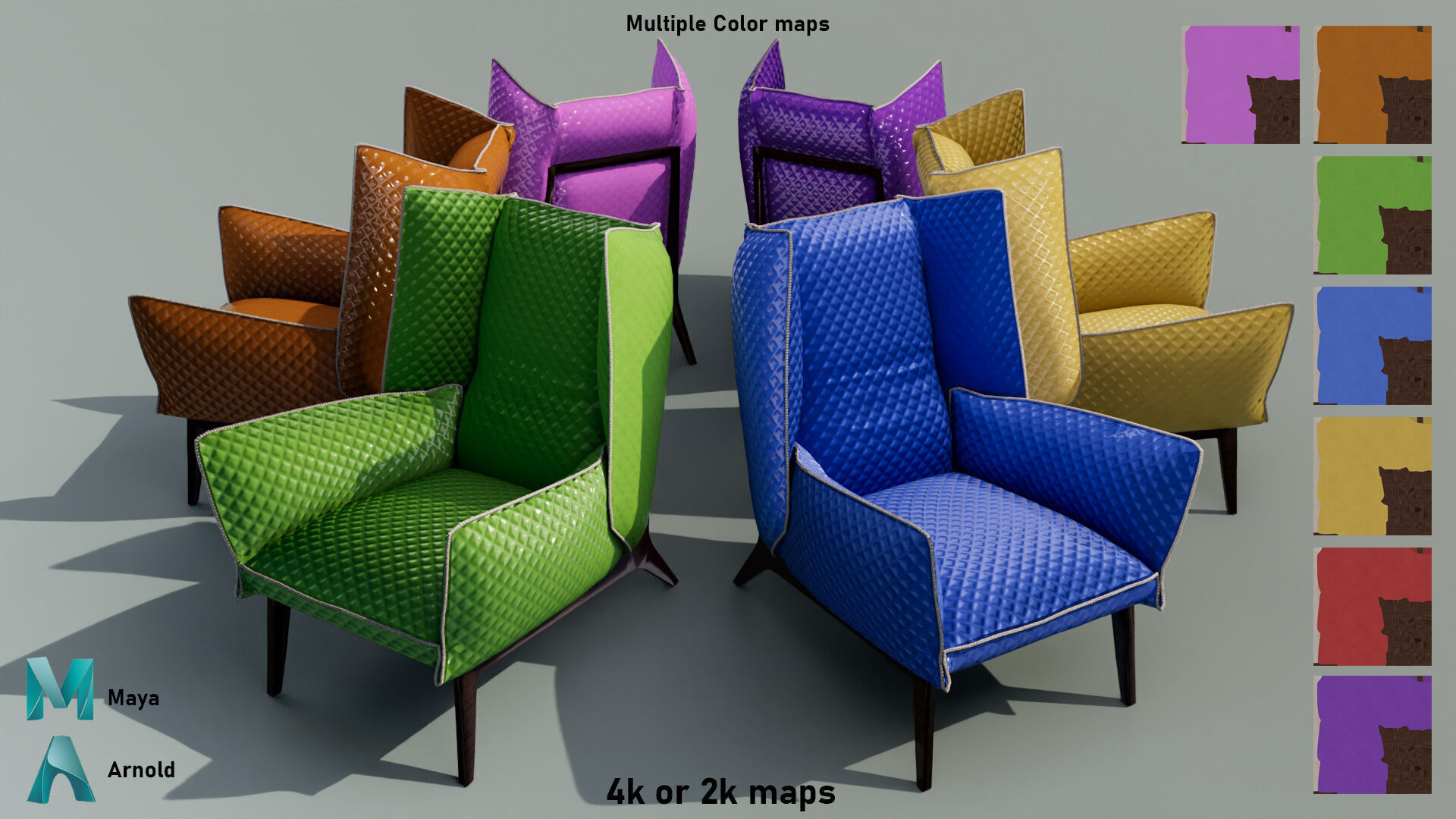 Sofa Chair Low-poly 3D model_9
