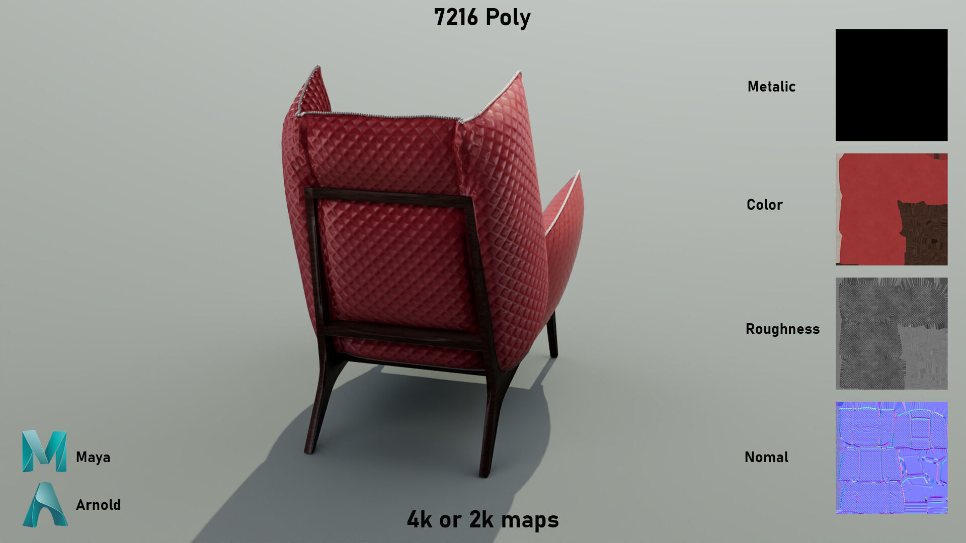 Sofa Chair Low-poly 3D model_2