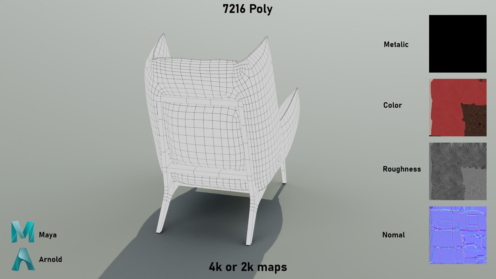 Sofa Chair Low-poly 3D model_6