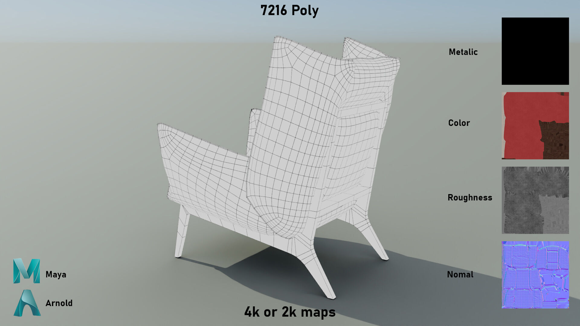 Sofa Chair Low-poly 3D model_5