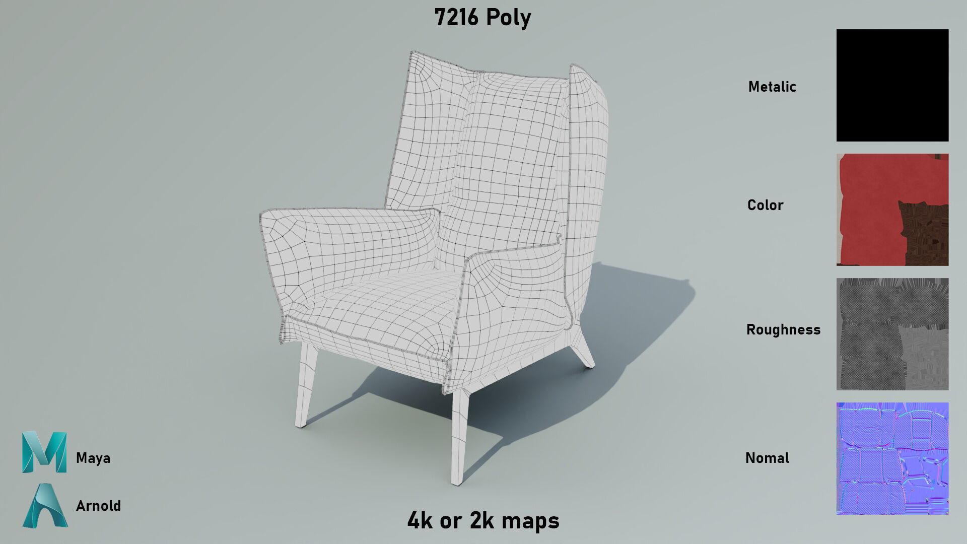 Sofa Chair Low-poly 3D model_4