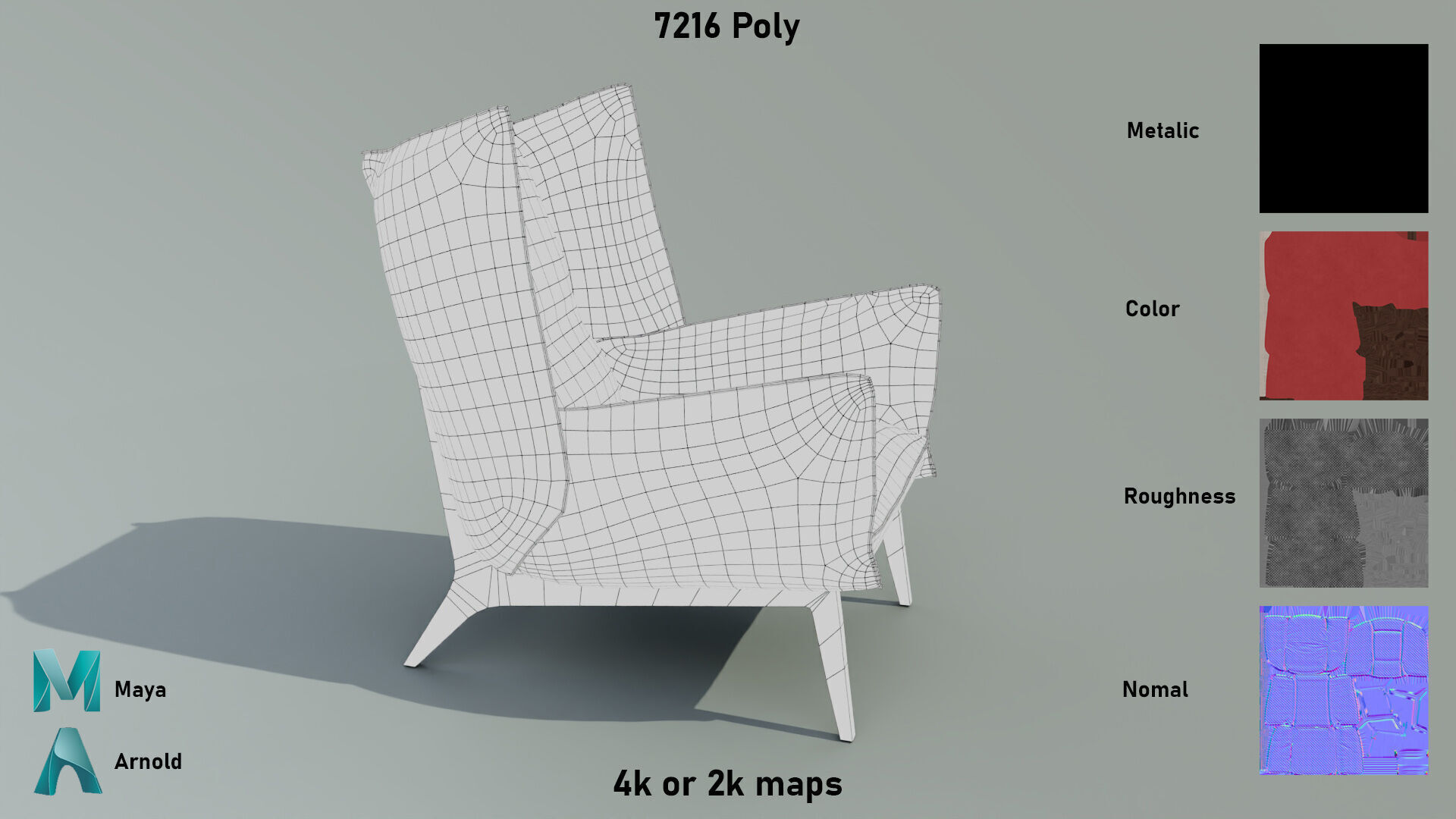 Sofa Chair Low-poly 3D model_7