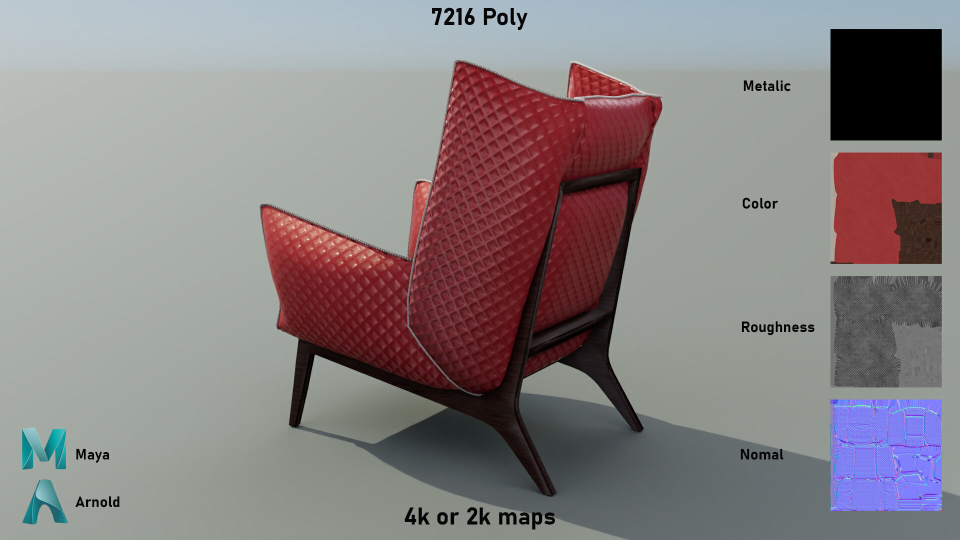 Sofa Chair Low-poly 3D model_3
