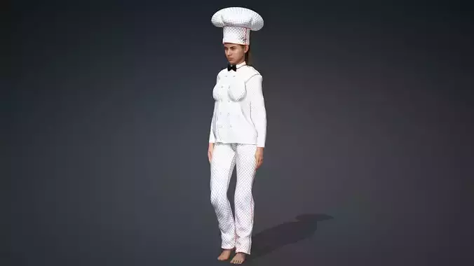 Realistic 3D Female Chef Character
