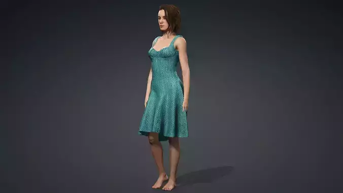 Realistic 3D Female Character  pretty Dress