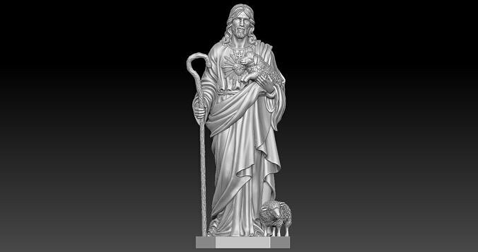 Statue of Jesus and sheep 3D print model