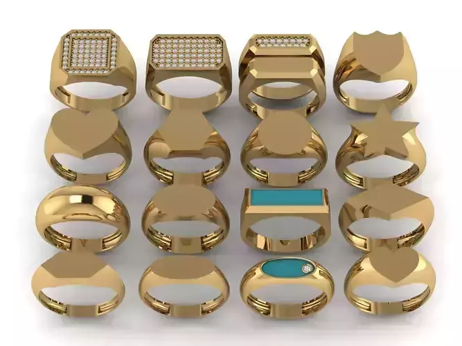 Simple and basic ring collection 3D print model