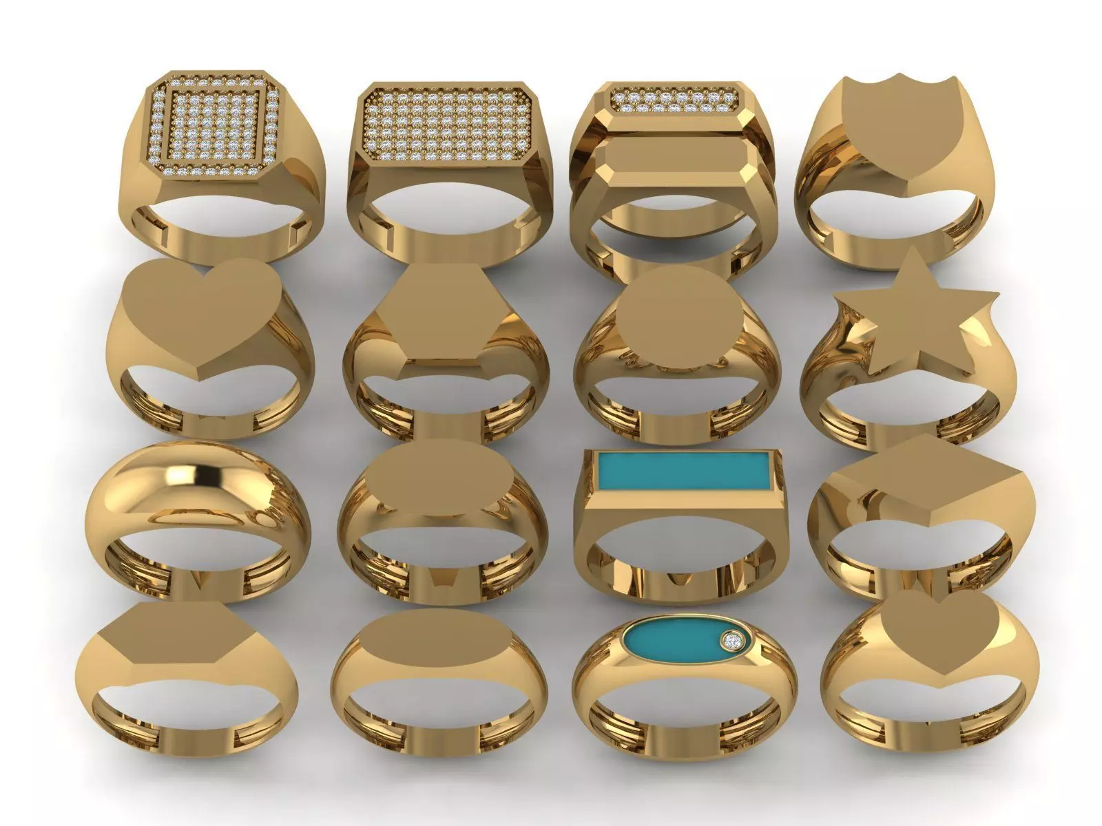 Simple and basic ring collection 3D print model_0